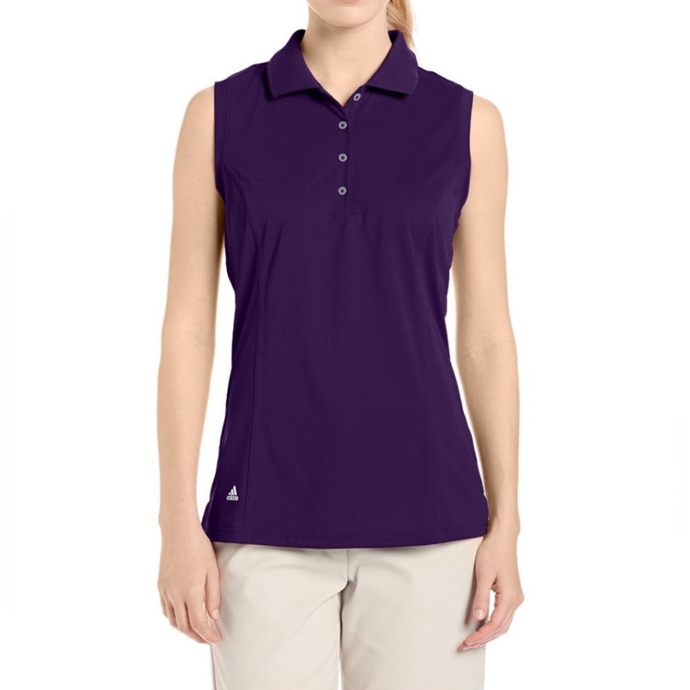 Adidas Womens Solid Sleeveless Golf Polo Shirts